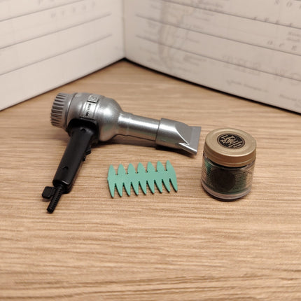 Barber Shop Hair Dryer, Comb & Pomade Miniatures – Dollhouse (Pre-Owned)