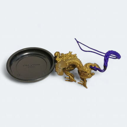 Yujin Gold Chinese Dragon Loong – 1" Fengshui Keychain Charm (Pre-Owned)