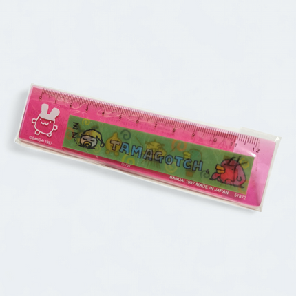 Bandai Tamagotchi Clear Pink 12cm Plastic Ruler – Stationery (1997, New)