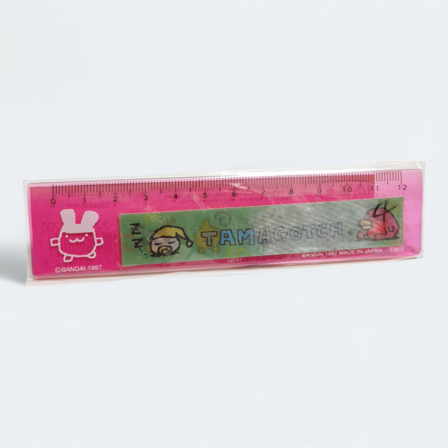 Bandai Tamagotchi Clear Pink 12cm Plastic Ruler – Stationery (1997, New)