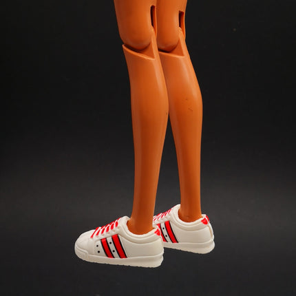 1/6 Scale White Sneakers with Red Stripe – 1993 Flat Foot Barbie (Pre-Owned)