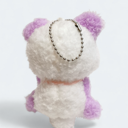 Cute White Bear with Purple Ears 4" Plush Keychain – Bag Charm (Pre-Owned)
