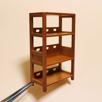 Miniature 4" Wooden Shelf – 1/12 Scale Dollhouse Study Room Furniture (Pre-Owned)