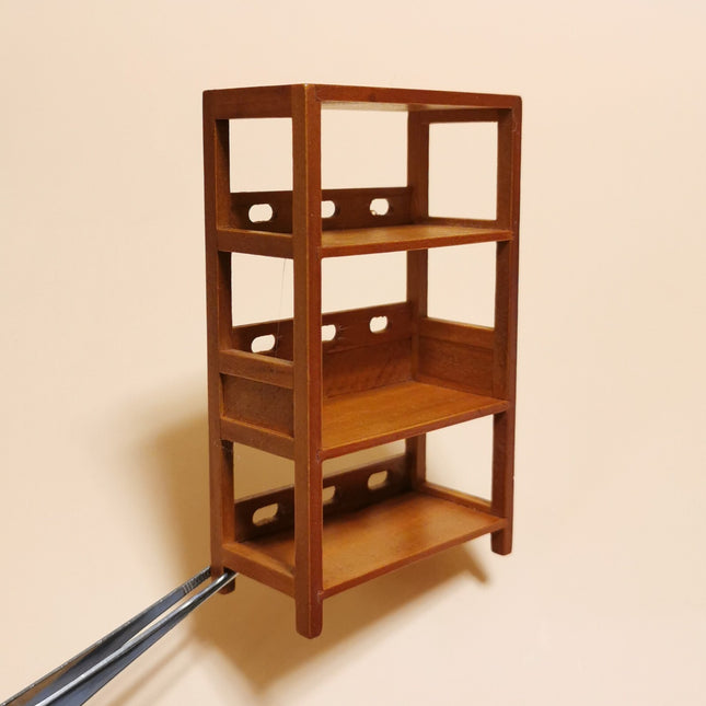 Miniature 4" Wooden Shelf – 1/12 Scale Dollhouse Study Room Furniture (Pre-Owned)