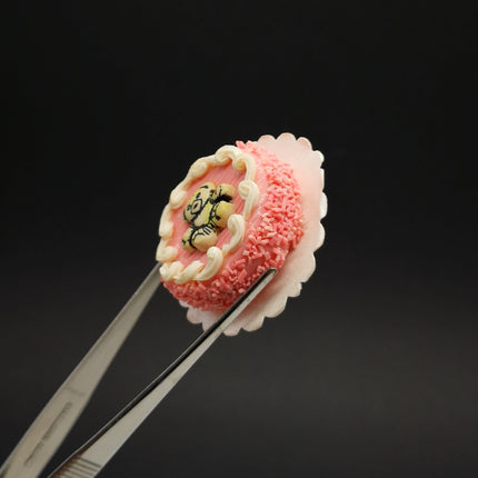Handmade Pink Cake with Teddy 1.5" Miniature – Dollhouse Food (Pre-Owned)