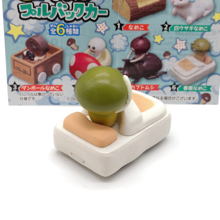 Nameko Mushroom Sleeping in Bed 1.5" Pull-Back Car – Re-Ment (Pre-Owned)