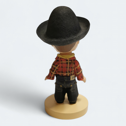 Buddy Lee in Checker Shirt Black Hat – 5.5" Bobblehead (Japan, Pre-Owned)