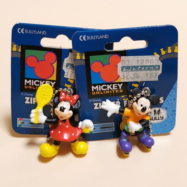Disney Bullyland Sporty Mickey & Minnie Mouse – 1.5" Keychain Charm (Pre-Owned)