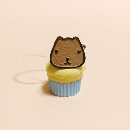 Bandai Capybara-San Cookie on Cupcake – 1" Keychain Charm (Pre-Owned)