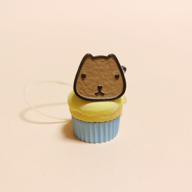 Bandai Capybara-San Cookie on Cupcake – 1" Keychain Charm (Pre-Owned)