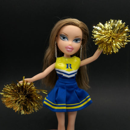 Cheerleader Uniform Top & Skirt Pom Pom – for Licca Bratz Dolls (Re-ment, Pre-Owned)