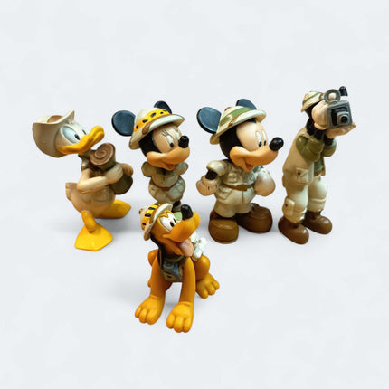 Safari Mickey Mouse Minnie Donald Pluto – 3" Figure Lot of 5 (Pre-Owned)