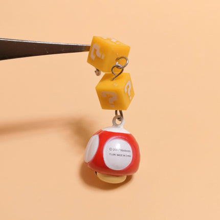 Super Mario Bro Super Mushroom Red – 1" Keychain Bell Charm (Yujin, Pre-Owned)