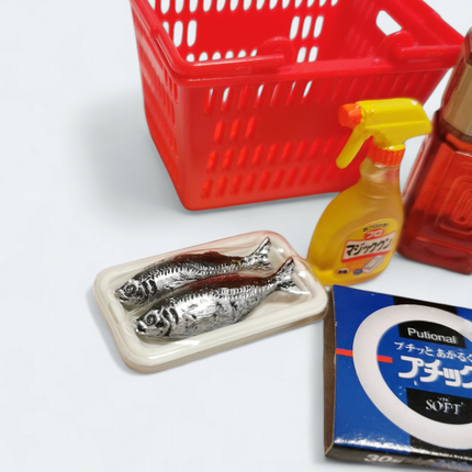 Re-Ment Petit Supermarket 2003 #6 Oolong Tea & Fish Cleaning – Miniature Food