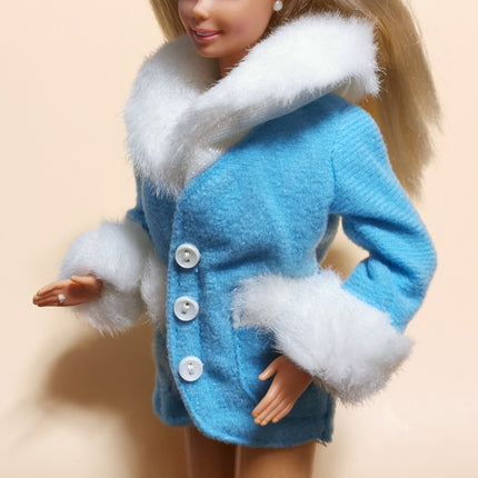 Mattel Barbie Light Blue Coat Jacket – Fur Collar & Cuff (Pre-Owned)