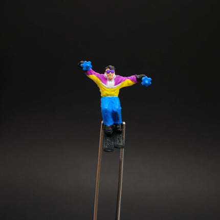 Toy Miniature Skiing Man in Blue Outfit – 1" Diorama Figure (Pre-Owned)