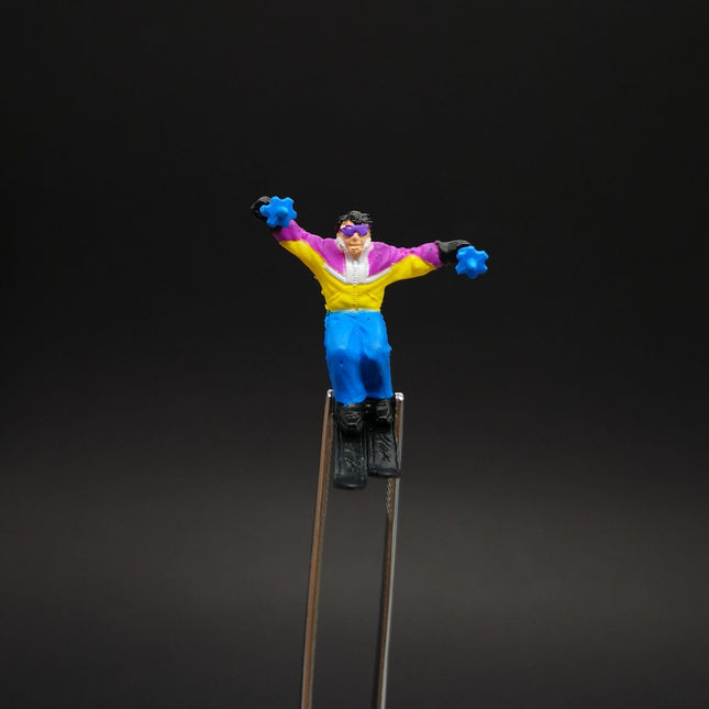 Toy Miniature Skiing Man in Blue Outfit – 1" Diorama Figure (Pre-Owned)