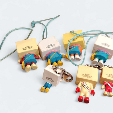 Tofu Oyako School Kids – Lot of 6 Keychain Charms (Devil Robots, Pre-Owned)