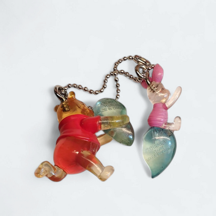 Disney Winnie the Pooh & Piglet Clear Heart – 1.25" Keychain (Yujin, Pre-Owned)