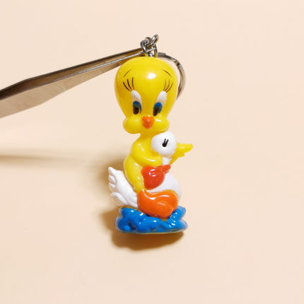 Looney Tunes Tweety Bird Riding Duck – 2" PVC Keychain (Pre-Owned)