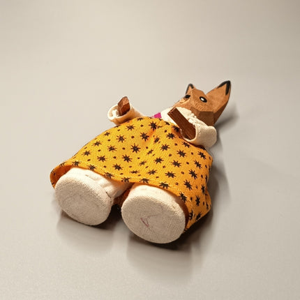 Wood Hand Carved Girl Bunny Rabbit – Orange Skirt (Damaged, Pre-Owned)