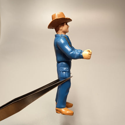Vintage 1980 Buddy L Rancher Cowboy 3" Mini Figure Toy Blue Cowboy Hat Original