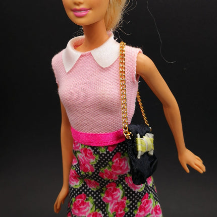 1/6 Scale Female Doll Black Soft Handbag with Chain – 11" Doll (Takara, Pre-Owned)