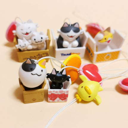 Lot of 5 Miniature Kitty Cat in Boxes – 1" Keychain (Pre-Owned)