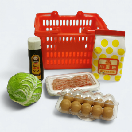Re-Ment Petit Supermarket 2003 #9 Brown Eggs, Cabbage & Bacon – Dollhouse Food