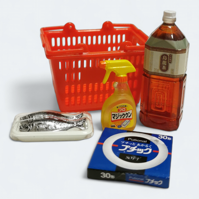 Re-Ment Petit Supermarket 2003 #6 Oolong Tea & Fish Cleaning – Miniature Food