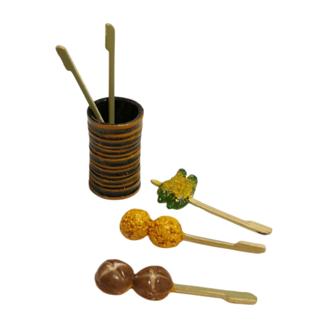 Re-Ment Miniature Yakitori Mushroom Skewer – Japanese Food (Pre-Owned)