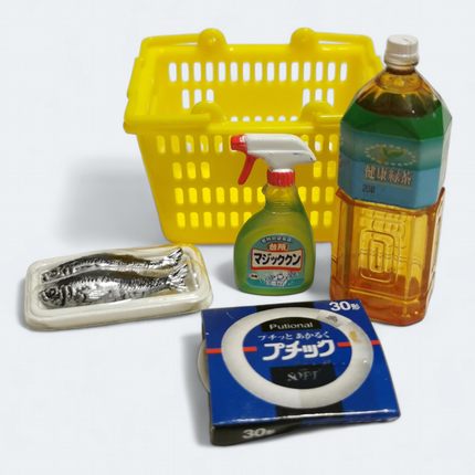 Re-Ment Petit Supermarket 2003 #1 Green Tea, Fish & Detergent – Miniature Set