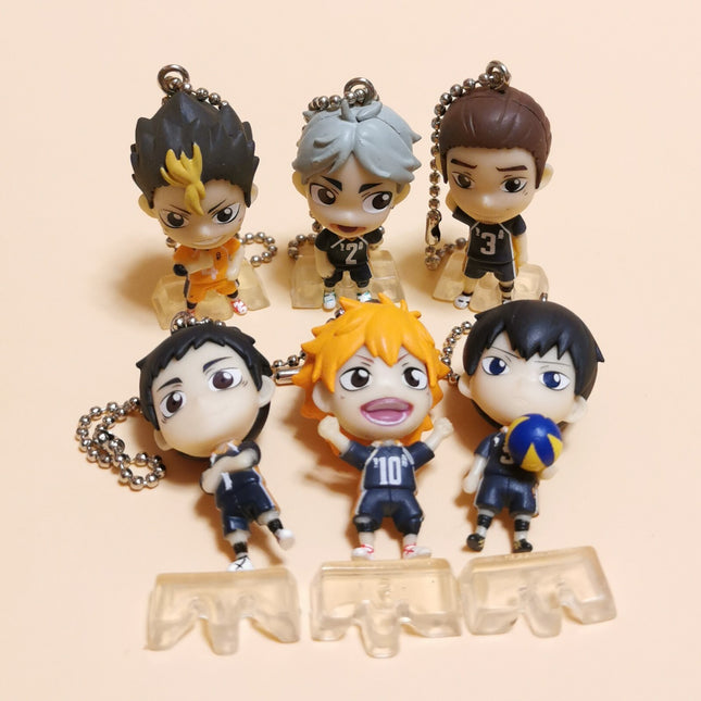 Haikyuu!! Haikyu! Lot of 6 Deformed 1.5" Mini Figure w Stand KEYCHAIN Anime Toy