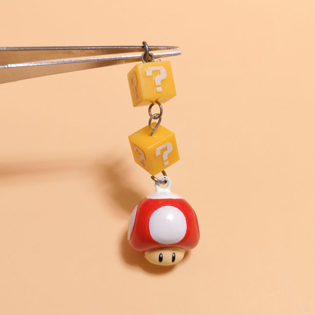 Super Mario Bro Super Mushroom Red – 1" Keychain Bell Charm (Yujin, Pre-Owned)