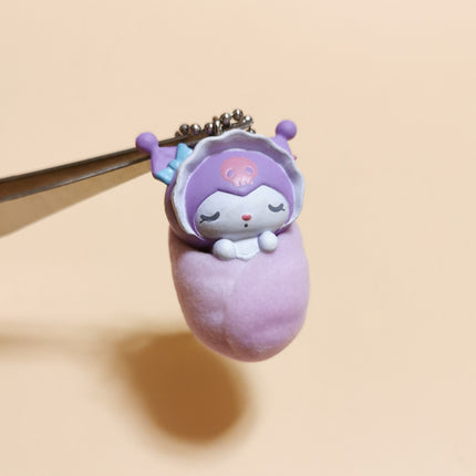 Sanrio Sleeping Kuromi Swaddle Baby – 1.25" Keychain (2022) (Pre-Owned)