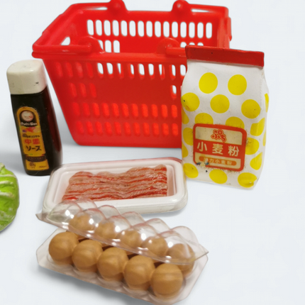 Re-Ment Petit Supermarket 2003 #9 Brown Eggs, Cabbage & Bacon – Dollhouse Food