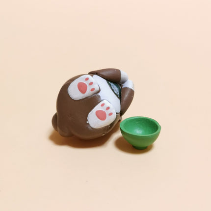 Chubby Napping Shiba with Green Bowl 1.25" Mini Figure – Dollhouse Dog (Pre-Owned)