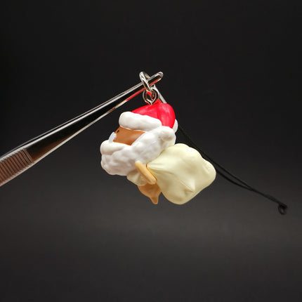 Nameko Mushroom as Santa Claus – 1.5" Keychain Charm (Pre-Owned)