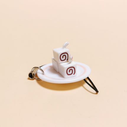 Miniature Rabbit Bunny Cake Roll 1" Charm Keychain – Dollhouse Food (Pre-Owned)