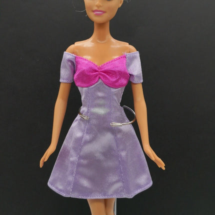 Mattel Barbie 90s Purple Off-the-Shoulder Dress – 12" Outfit (Pre-Owned)