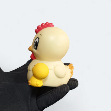 Tezuka Production Hen & Baby Chick – 4" Vinyl Coin Bank (Japan, Pre-Owned)