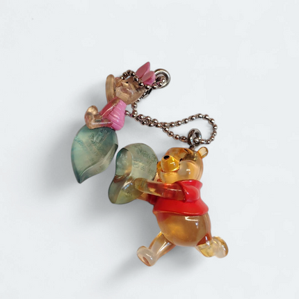 Disney Winnie the Pooh & Piglet Clear Heart – 1.25" Keychain (Yujin, Pre-Owned)