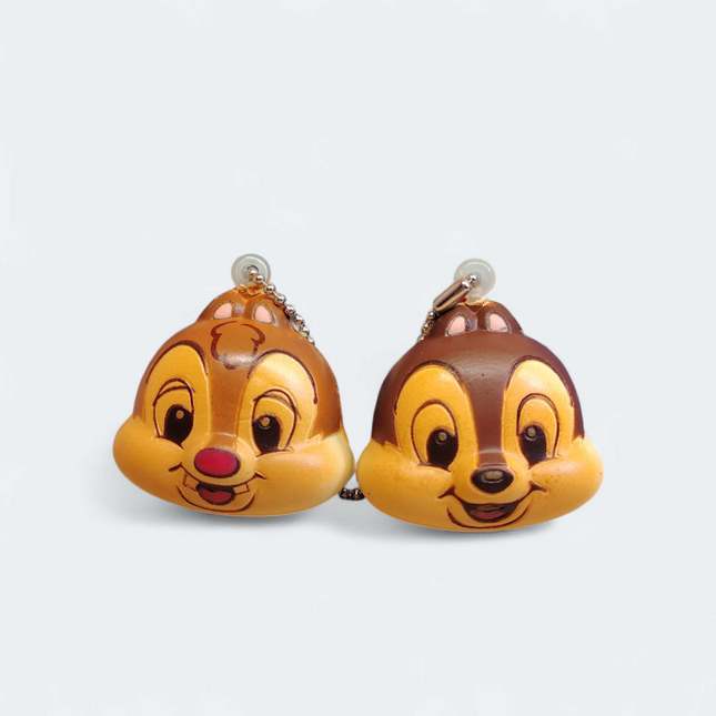 Disney Chip & Dale Squishy Bread Bun – 1.5" Keychain (T-arts, Pre-Owned)