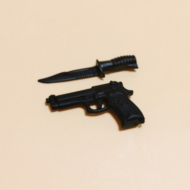 1/6 Scale Black Pistol Gun & Knife – for 12" Soldier (Pre-Owned)