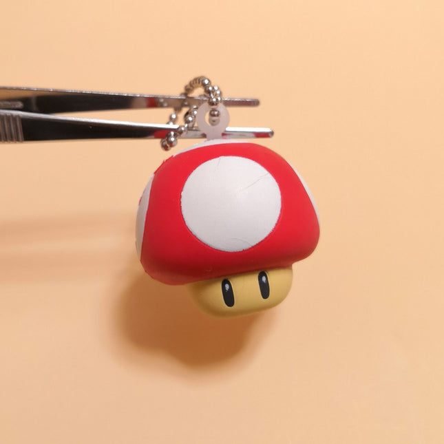 Super Mario MUSHROOM TOAD SQUISHY Soft Squeeze KEYCHAIN 1.5" Mini Figure 2006