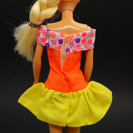 Mattel Barbie Orange Off-the-Shoulder Dress – 11" Outfit (Pre-Owned)