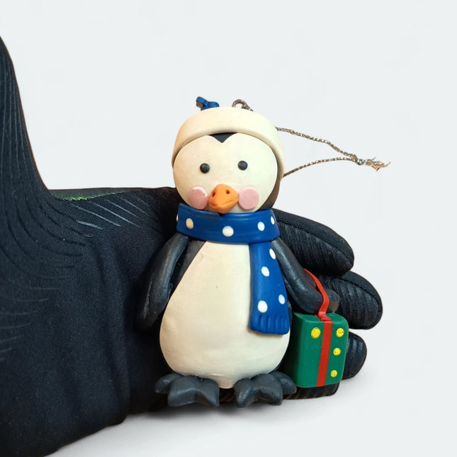 Penguin with Winter Scarf & Hat – 3.5" Resin Christmas Ornament (Pre-Owned)