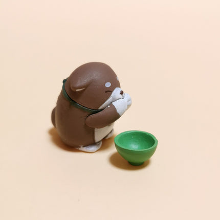Chubby Napping Shiba with Green Bowl 1.25" Mini Figure – Dollhouse Dog (Pre-Owned)