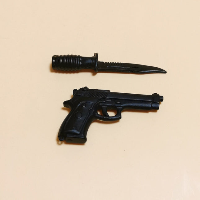 1/6 Scale Black Pistol Gun & Knife – for 12" Soldier (Pre-Owned)