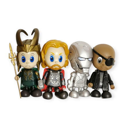 Hot Toys COSBABY Marvel Avengers 3" Mini Figure Lot of 4 THOR FURY LOKI IRON MAN